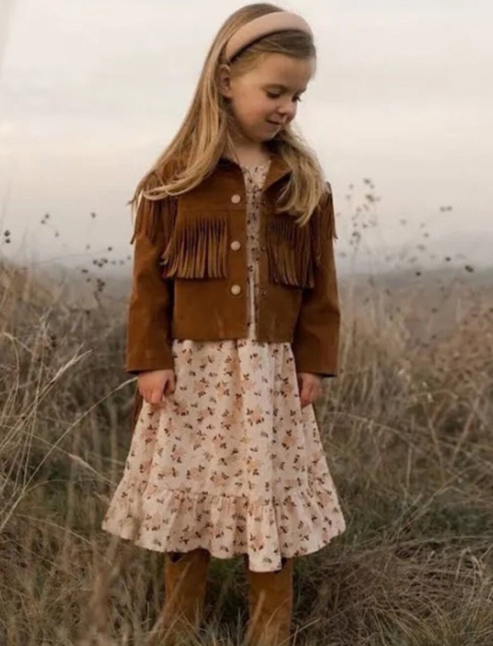 Rylee & Cru Fringe Suede Jacket Size: 8-9Y